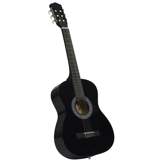 Klassisk gitar sett for nybegynnere 8 deler 3/4 36" svart