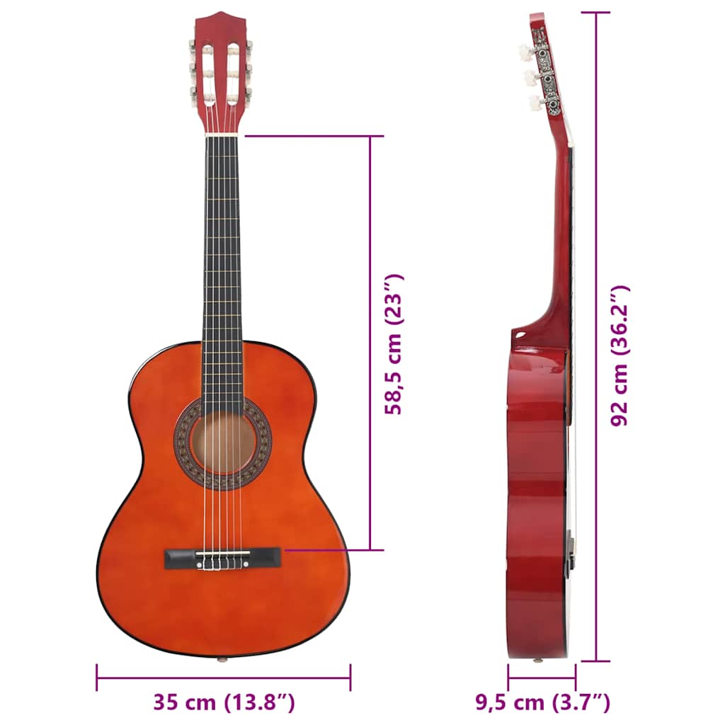 Klassisk gitarsett for nybegynnere 8 deler 3/4 36" vidaXL