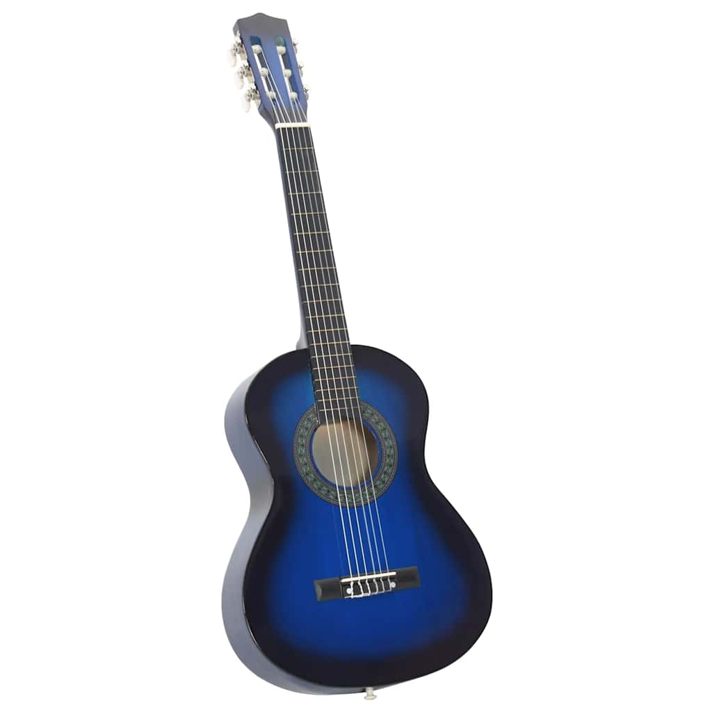 Klassisk gitar 8-delers sett for nybegynnere 1/2 34" blå