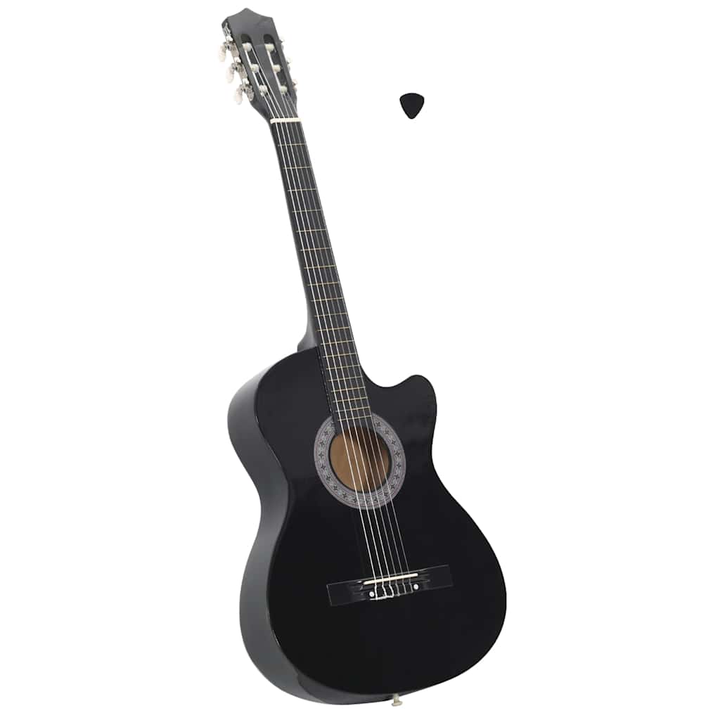 Western klassisk cutaway gitar med 6 strenger svart 38"