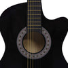 Western klassisk cutaway gitar med 6 strenger svart 38