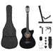 Western klassisk gitarsett 12 deler med 6 strenger svart 38