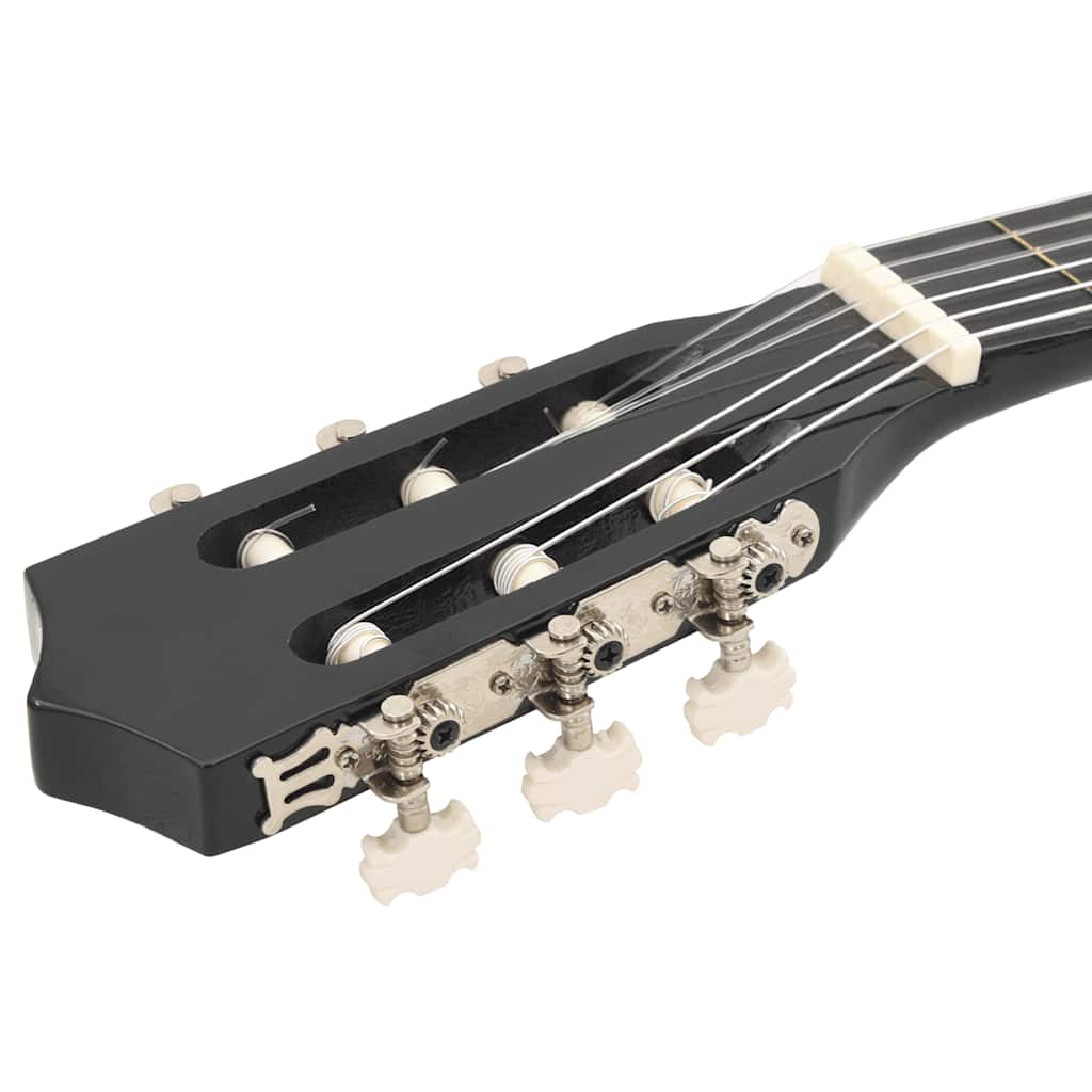 Western klassisk gitarsett 12 deler med 6 strenger svart 38"