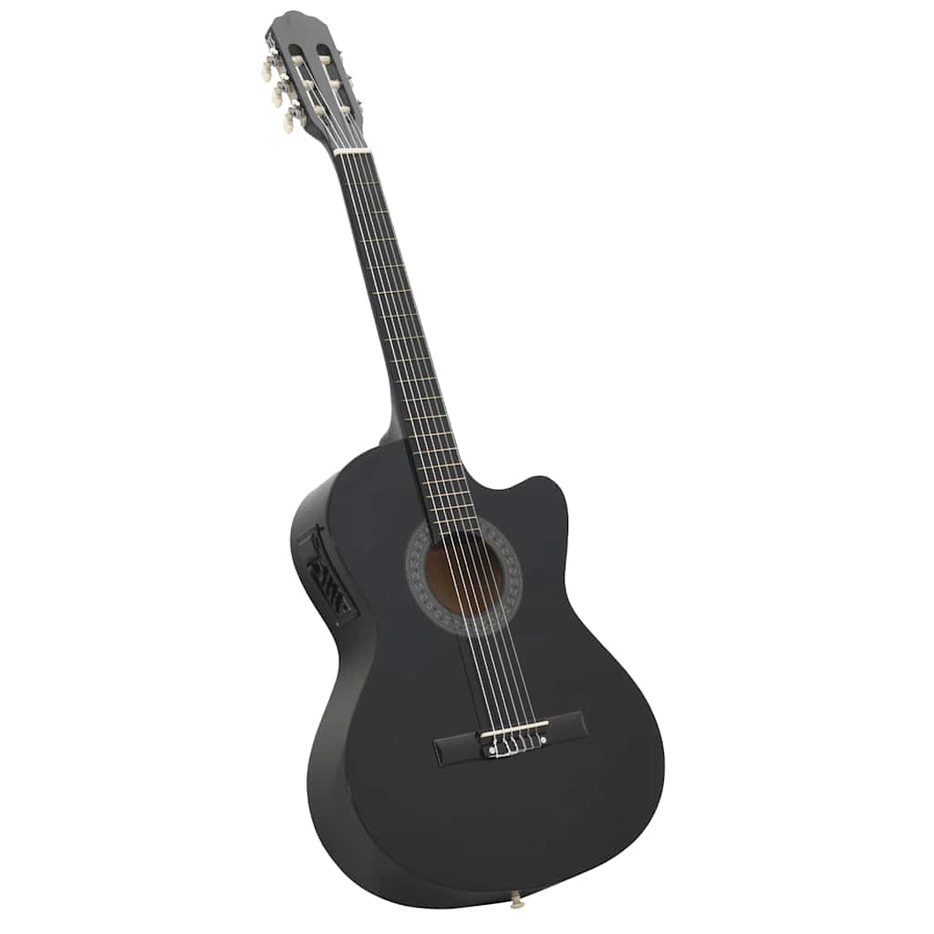 Western klassisk cutaway gitar med equalizer 6 strenger svart