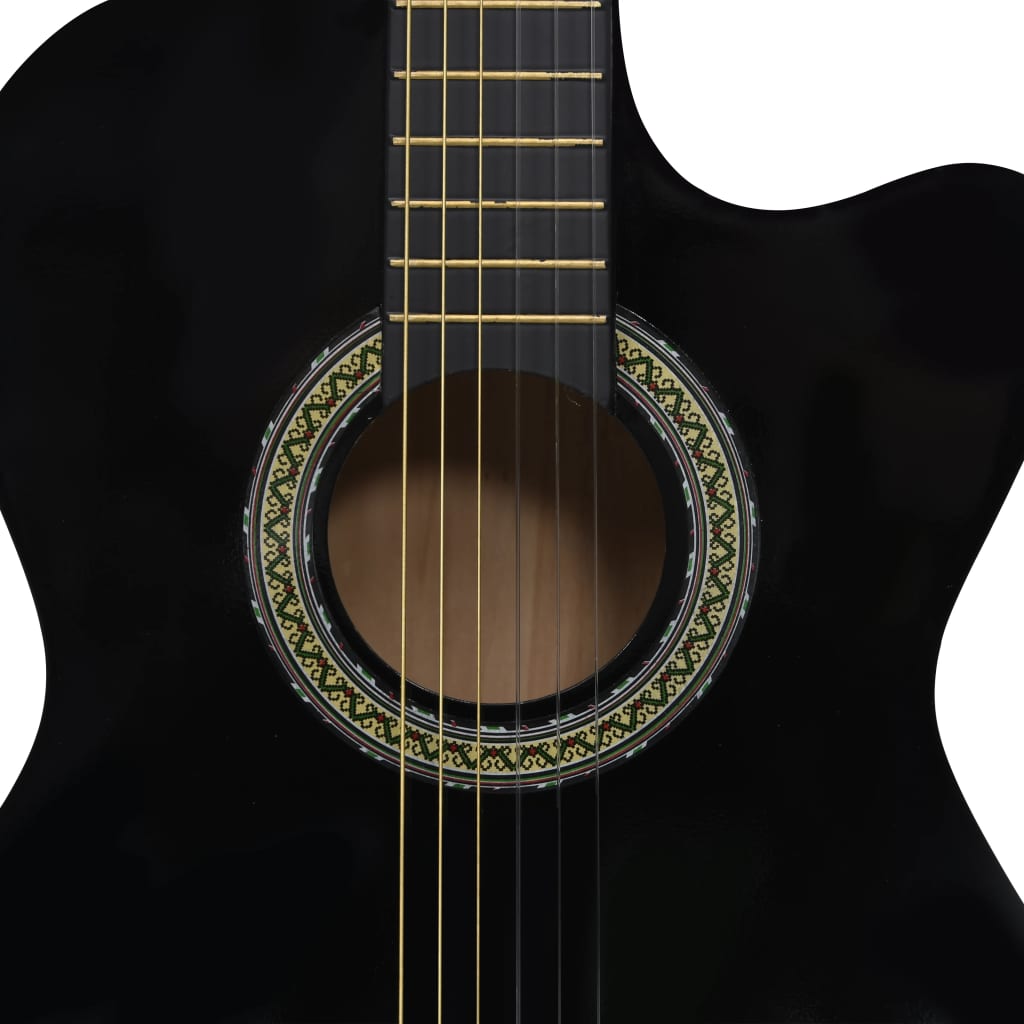 Western gitarsett 12 deler med equalizer og 6 strenger svart