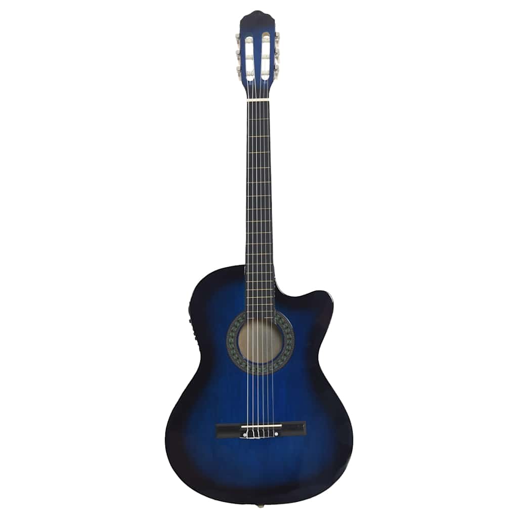 Western klassisk cutaway gitar med equalizer 6 strenger blå