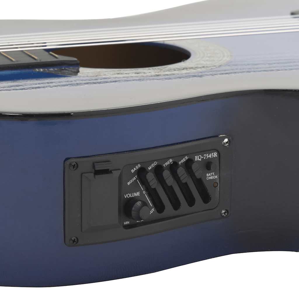 Western klassisk cutaway gitar med equalizer 6 strenger blå