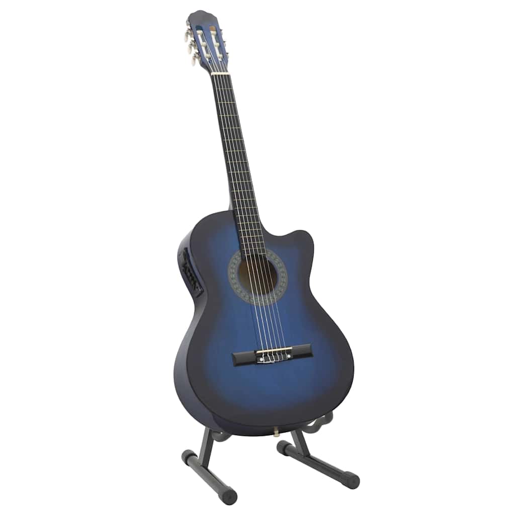 Western gitarsett 12 deler med equalizer og 6 strenger blå