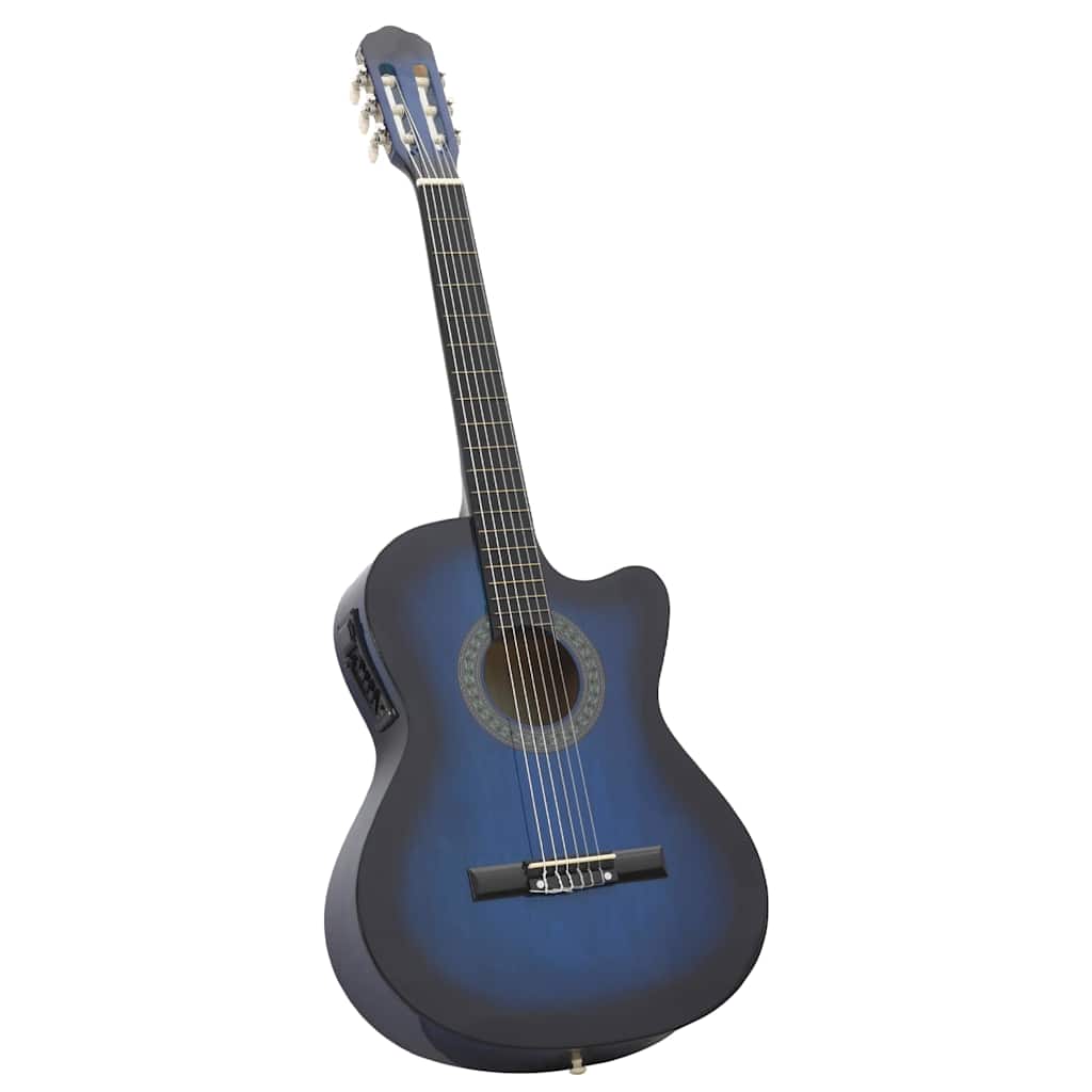 Western gitarsett 12 deler med equalizer og 6 strenger blå
