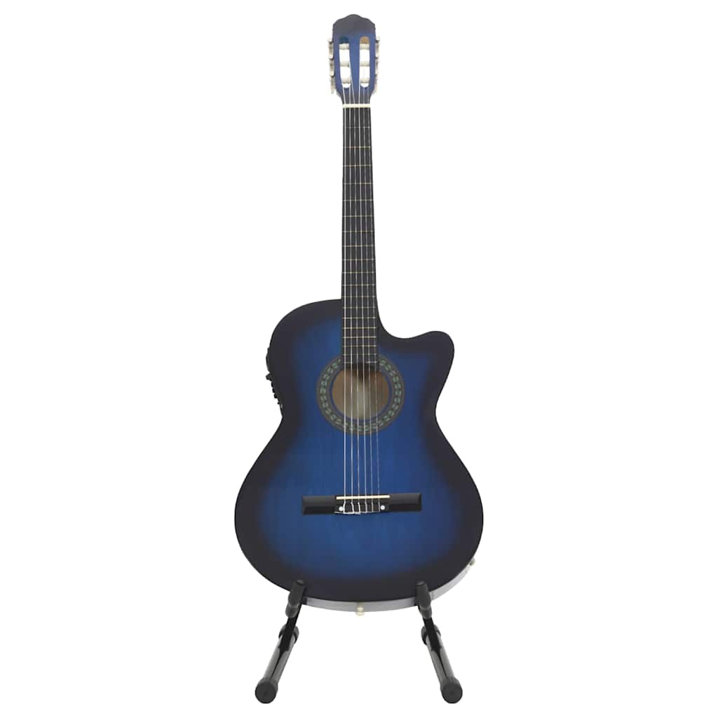 Western gitarsett 12 deler med equalizer og 6 strenger blå