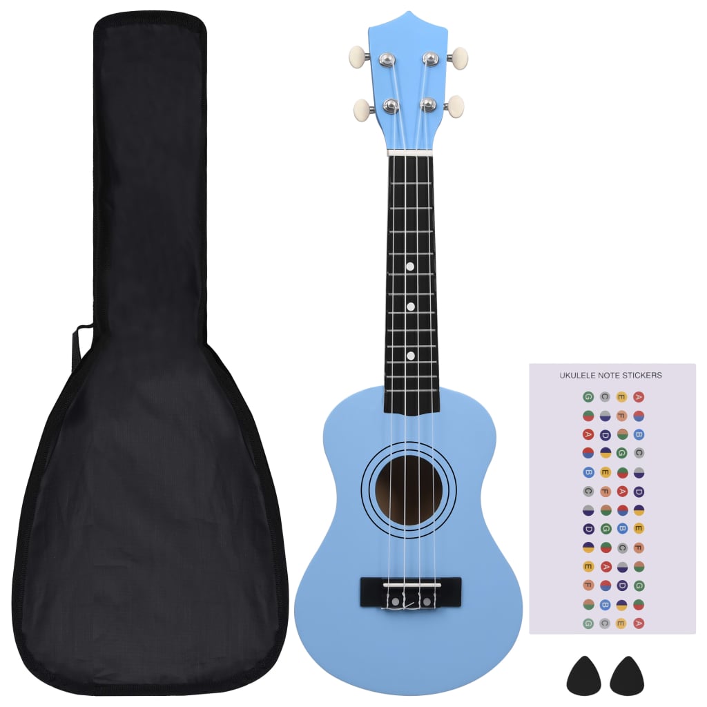 Sopran-ukulele sett med veske for barn babyblå 21"