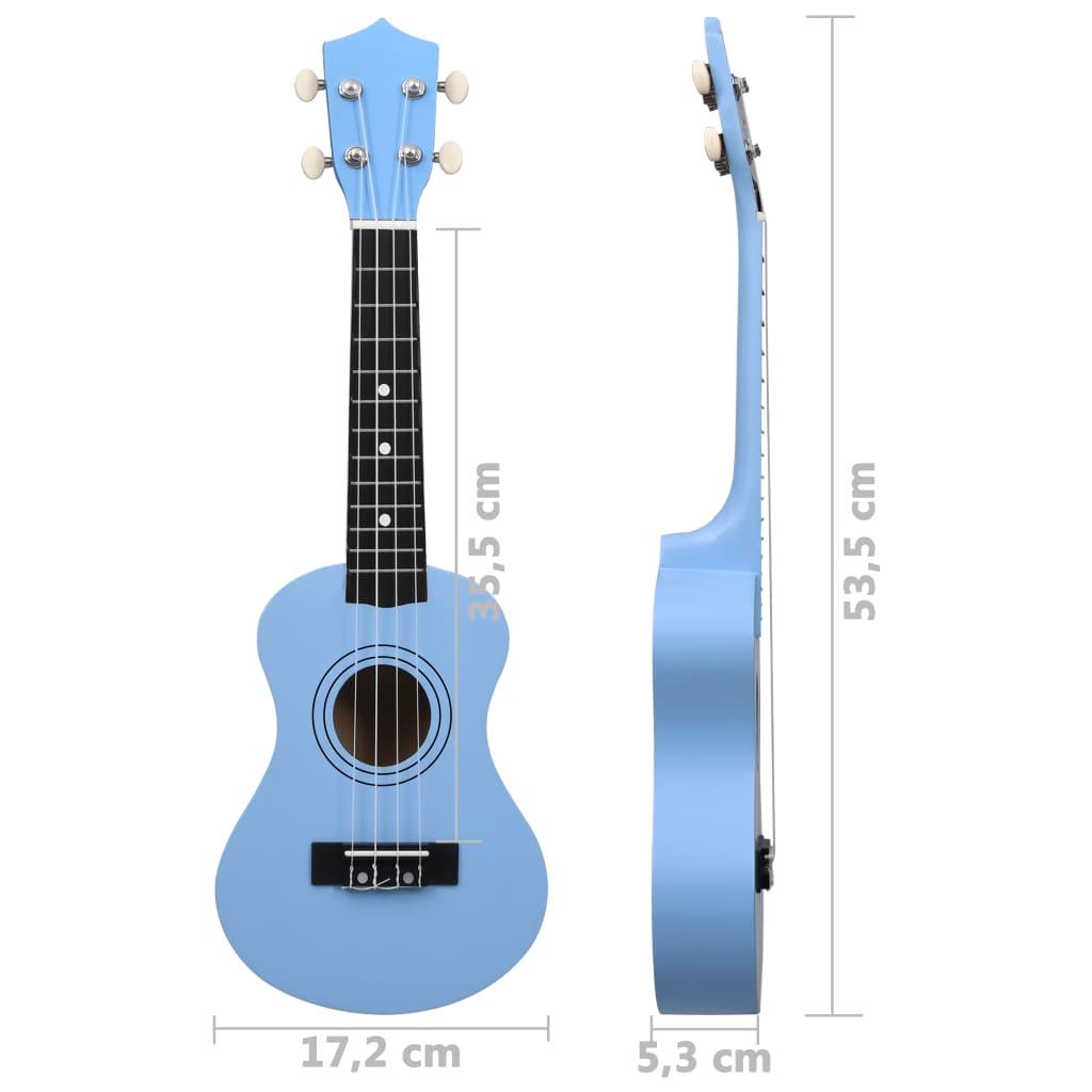Sopran-ukulele sett med veske for barn babyblå 21"