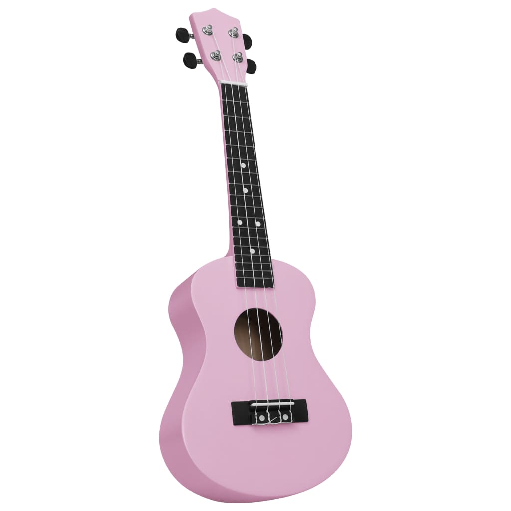 Sopran-ukulele sett med veske for barn rosa 23"