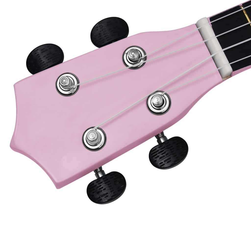 Sopran-ukulele sett med veske for barn rosa 23"