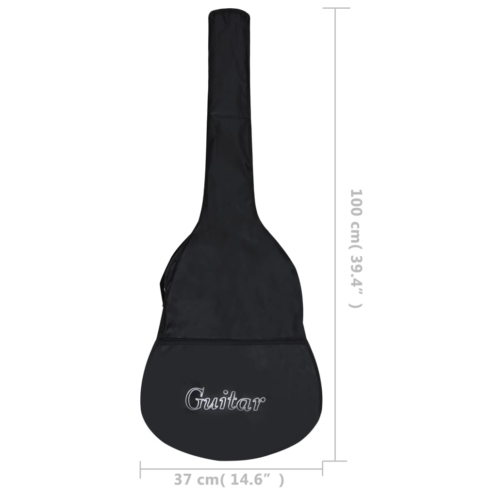 Gitarveske for 4/4 (39") klassisk gitar svart 100x37 cm stoff