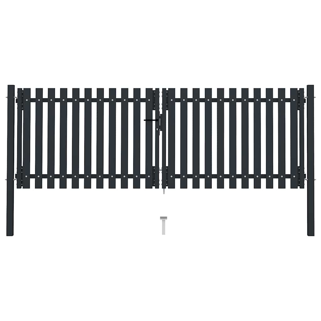 Dobbeldørsgjerde stål 300x125 cm antrasitt vidaXL