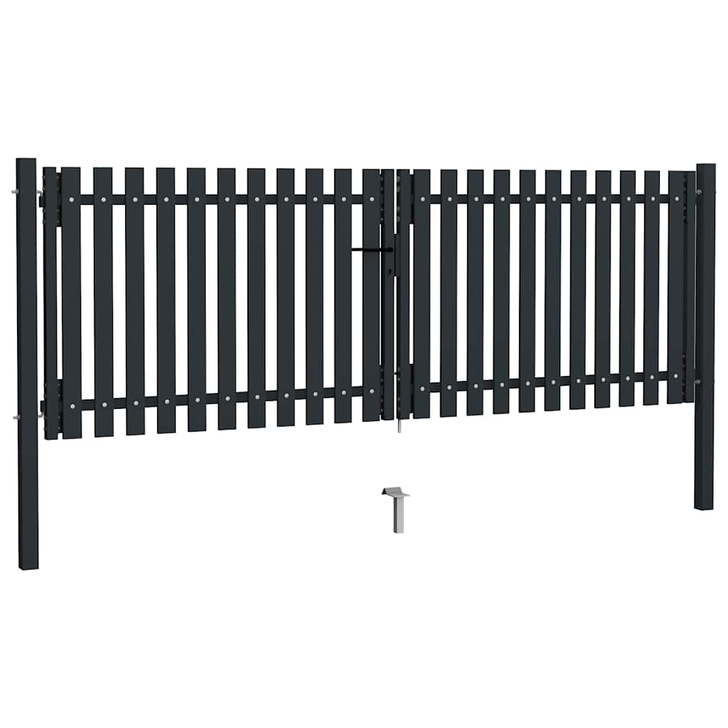 Dobbeldørsgjerde stål 300x125 cm antrasitt vidaXL