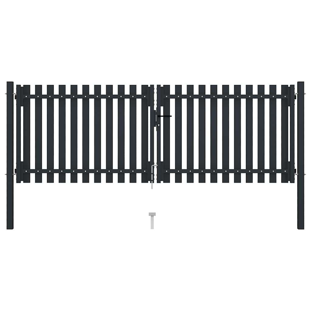 Dobbeldørsgjerde stål 300x125 cm antrasitt vidaXL