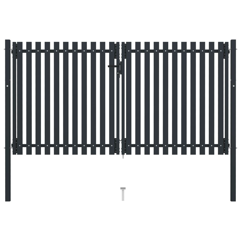 Hageport med dobbel dør stål 306x220 cm antrasitt