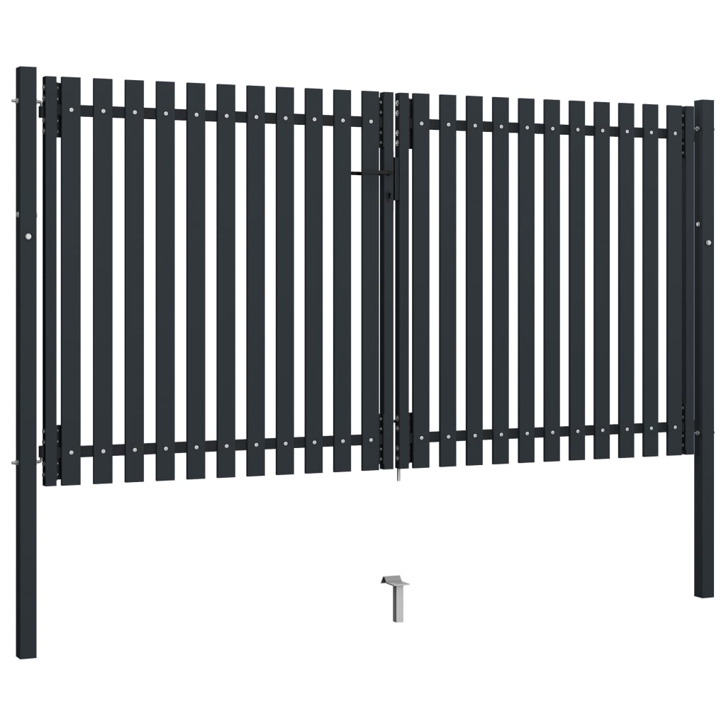 Hageport med dobbel dør stål 306x220 cm antrasitt