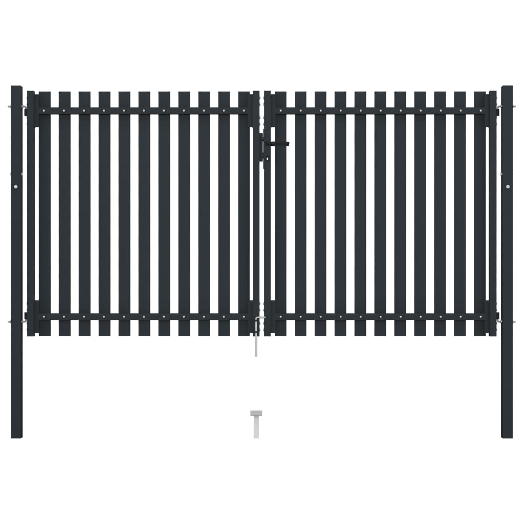 Hageport med dobbel dør stål 306x220 cm antrasitt