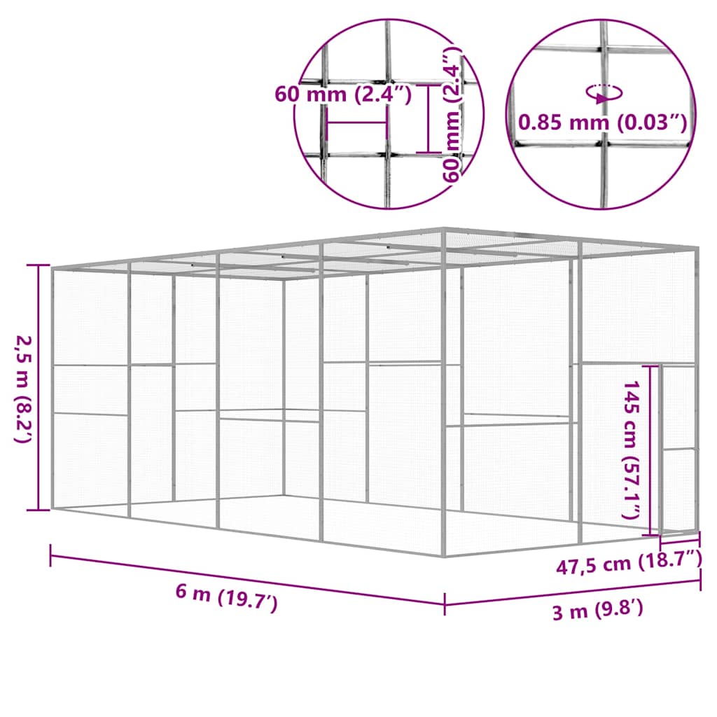 Kattegård 6x3x2,5 m galvanisert stål
