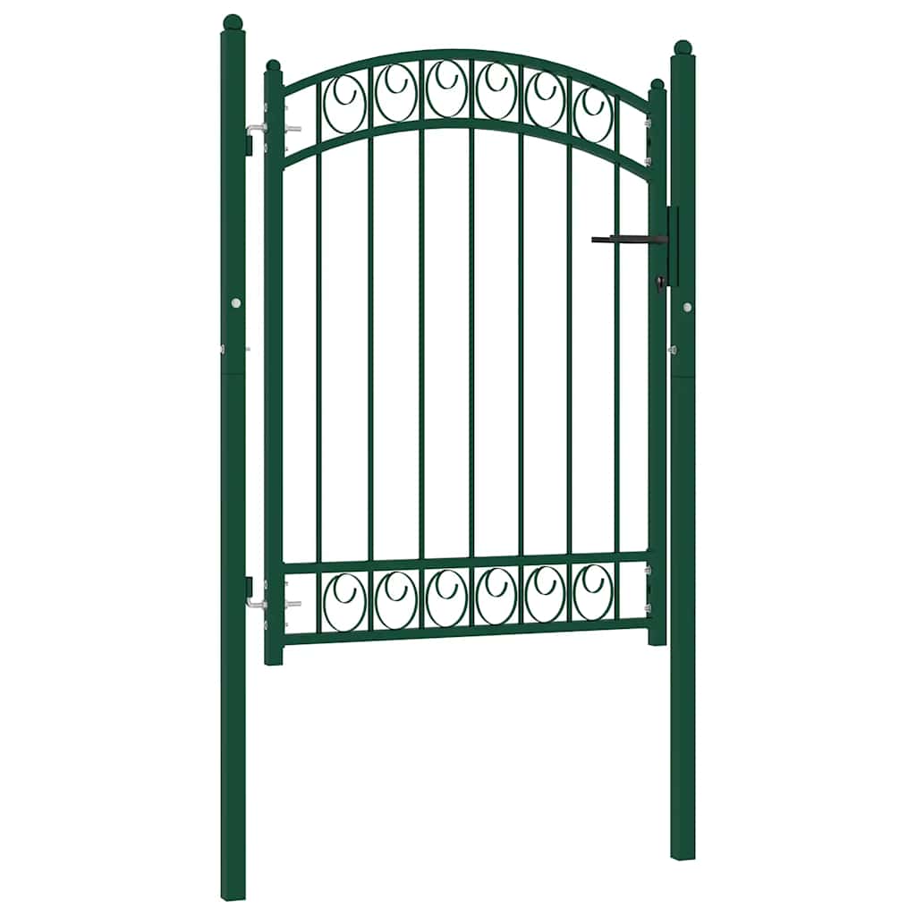 Gjerdeport EMMEN med buet topp stål 100x98,5 cm grønn