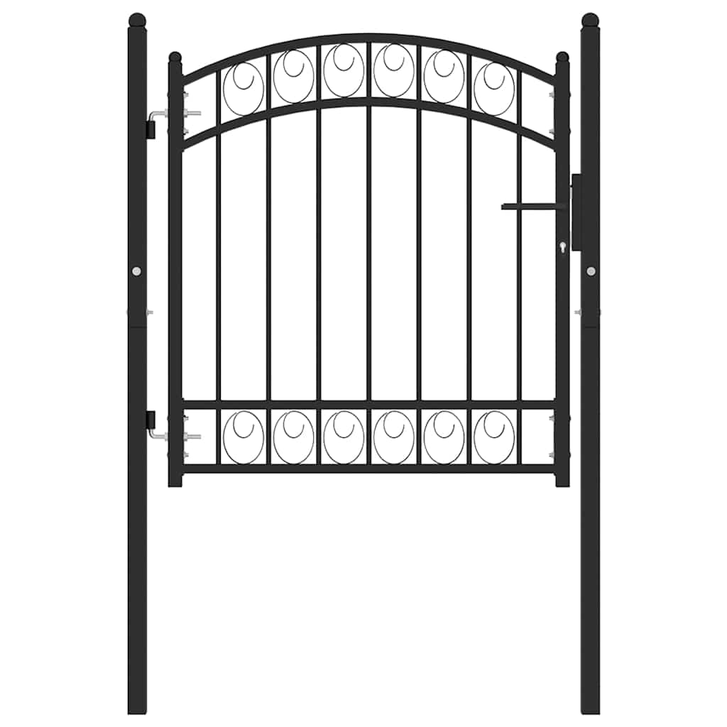 Gjerdeport EMMEN med buet topp stål 100x86 cm svart
