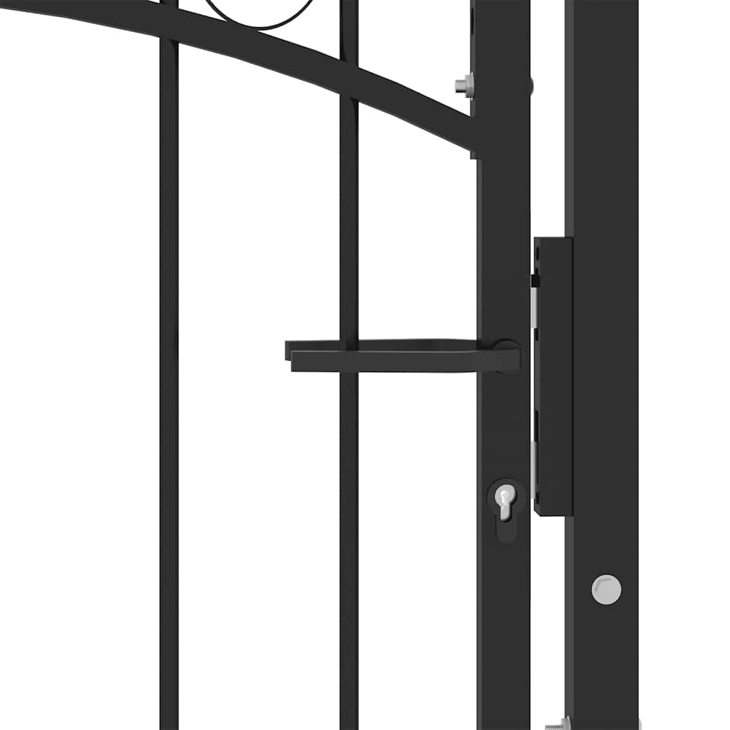 Gjerdeport EMMEN med buet topp stål 100x86 cm svart