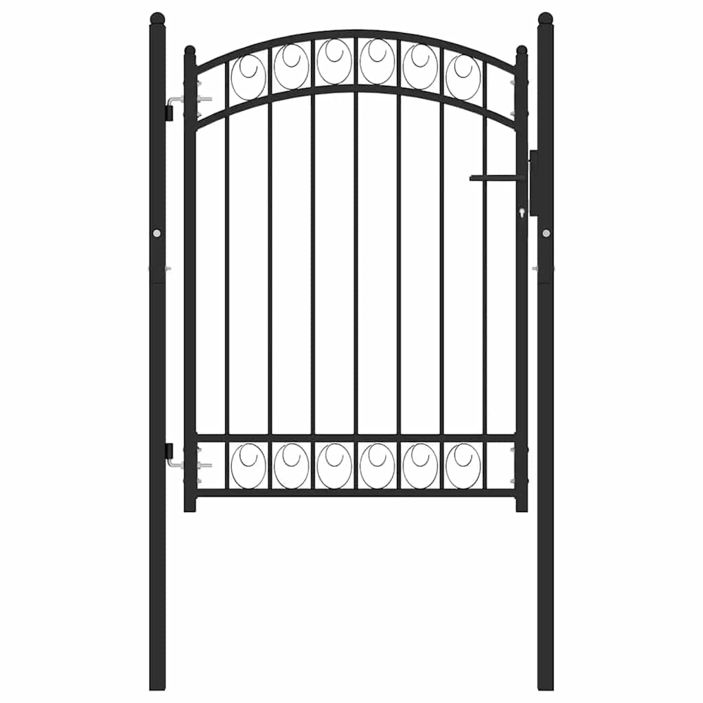 Gjerdeport EMMEN med buet topp stål 100x98,5 cm svart