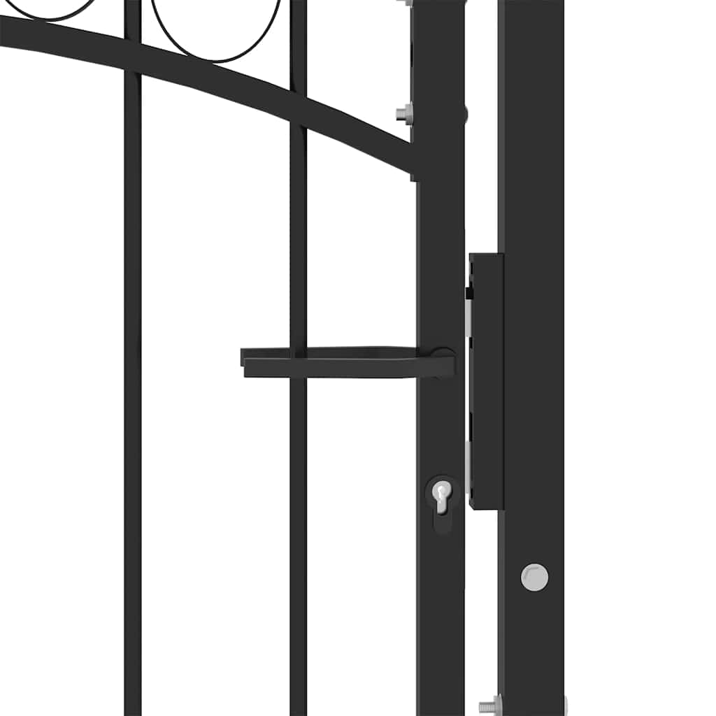 Gjerdeport EMMEN med buet topp stål 100x98,5 cm svart