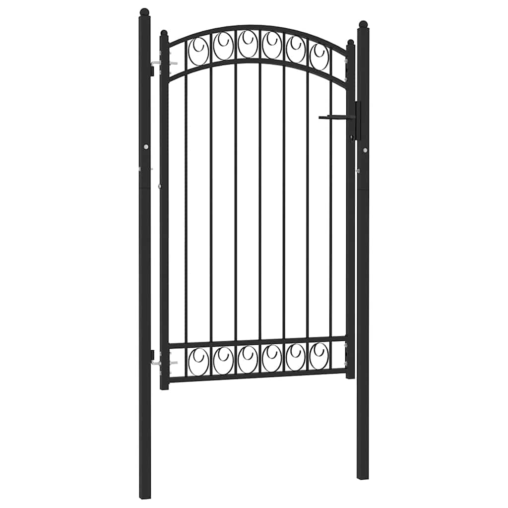 Gjerdeport EMMEN med buet topp stål 100x106 cm svart