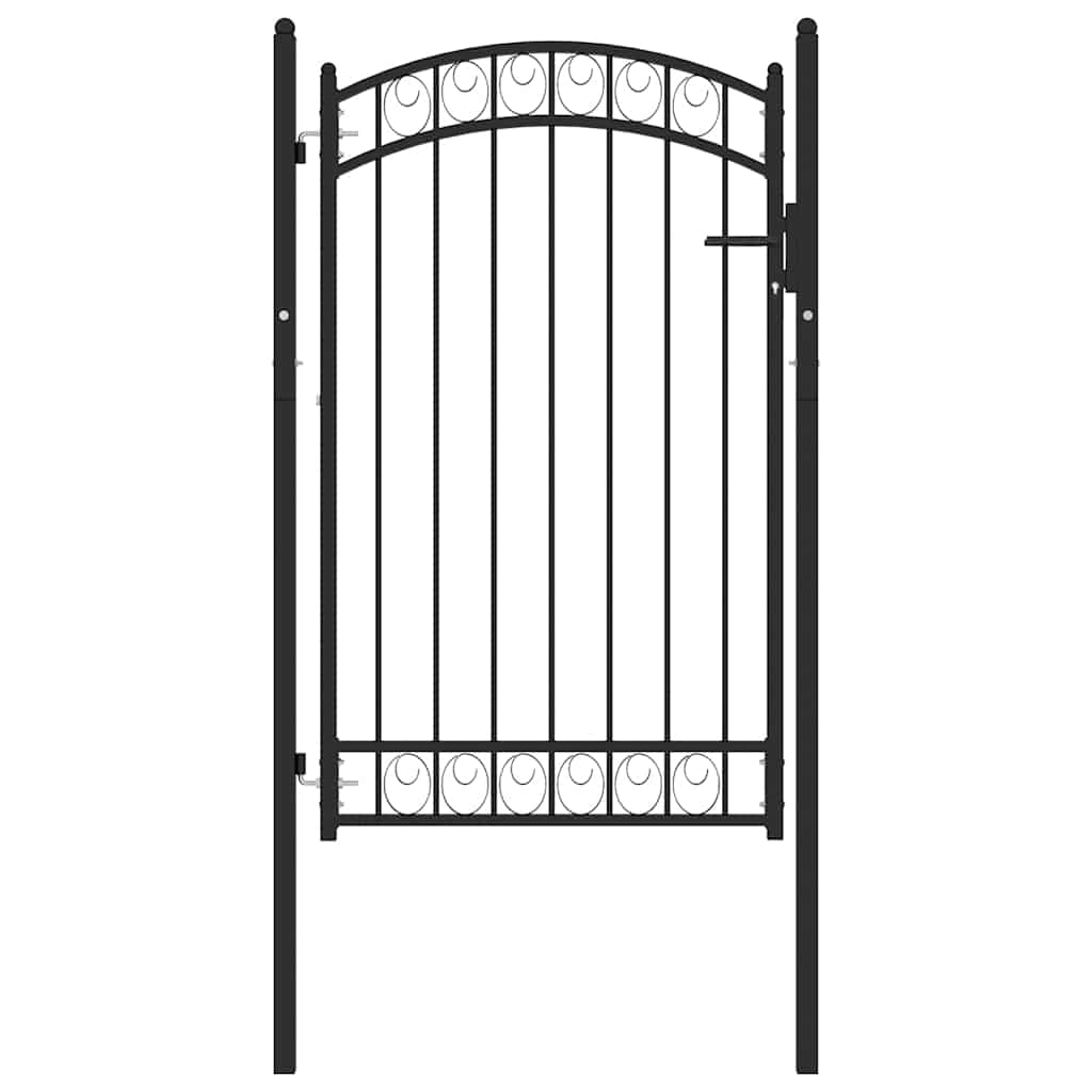 Gjerdeport EMMEN med buet topp stål 100x106 cm svart