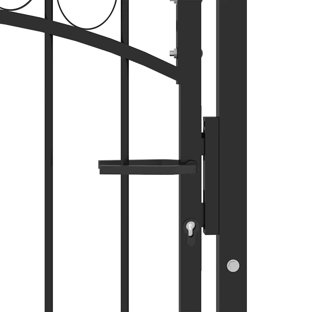 Gjerdeport EMMEN med buet topp stål 100x106 cm svart