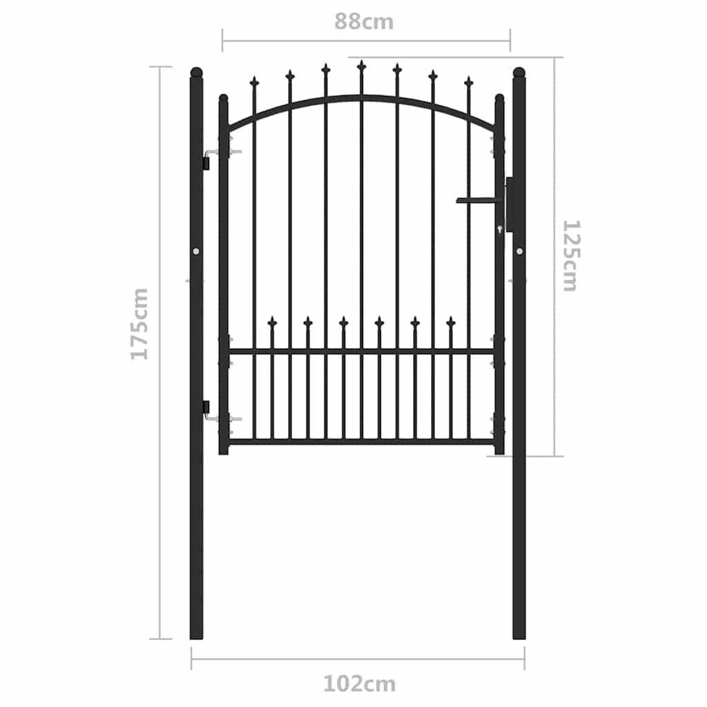 Gjerdeport med spisser EMMEN 100 x 125 cm Pulverlakkert stål