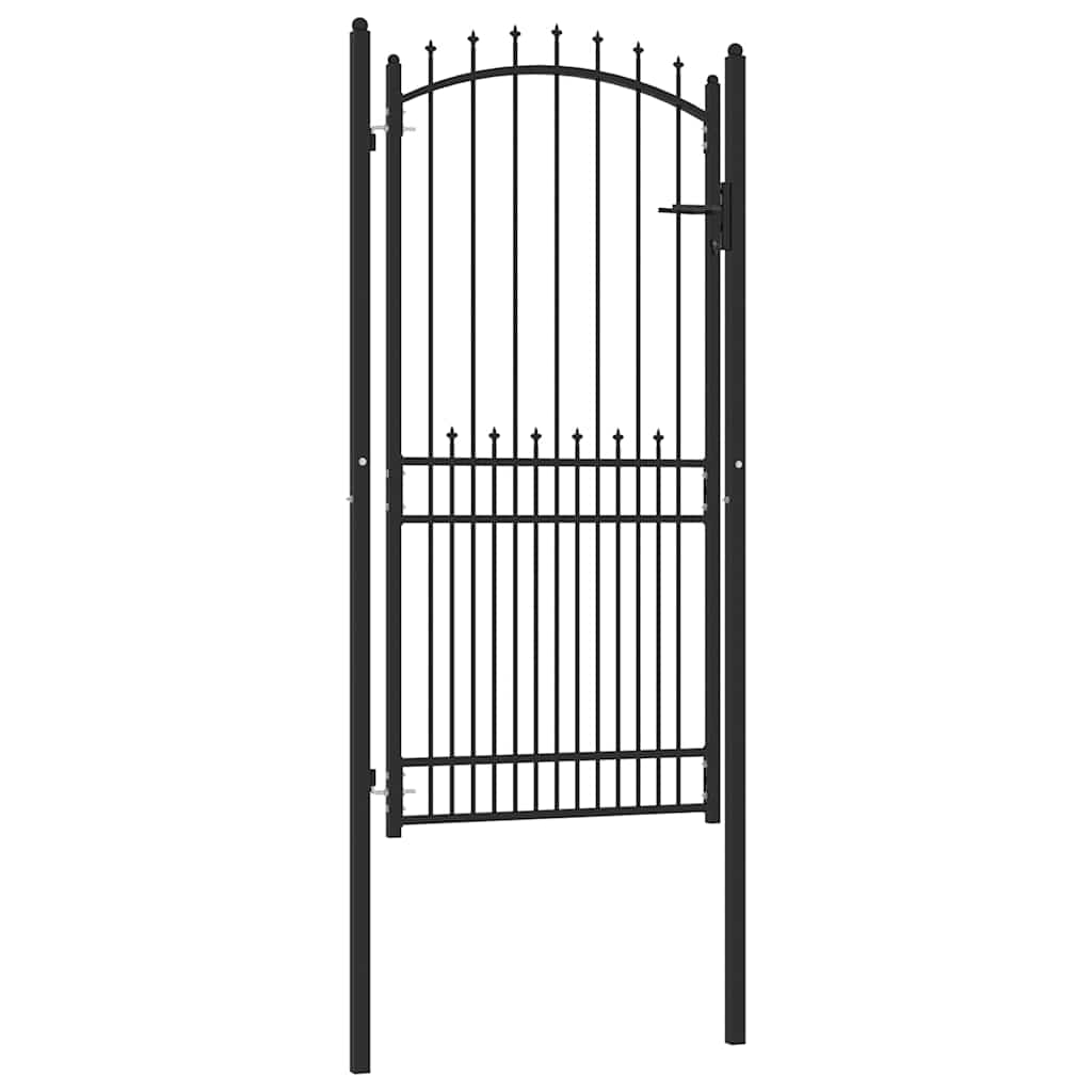 Gjerdeport med spisser Svart 100 x 200 cm Pulverlakkert stål