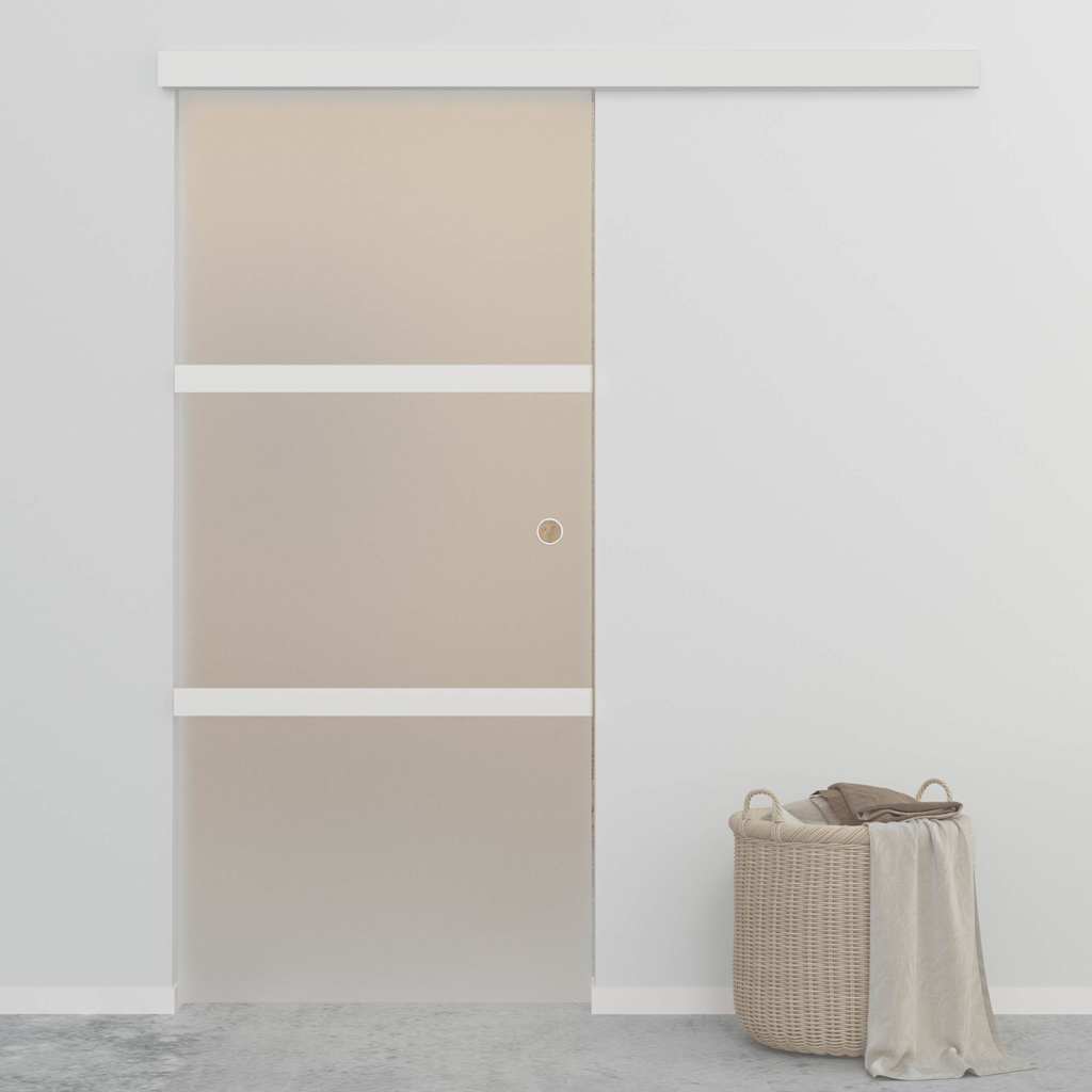 Skyvedør ESG-glass og aluminium 90x212 cm sølv
