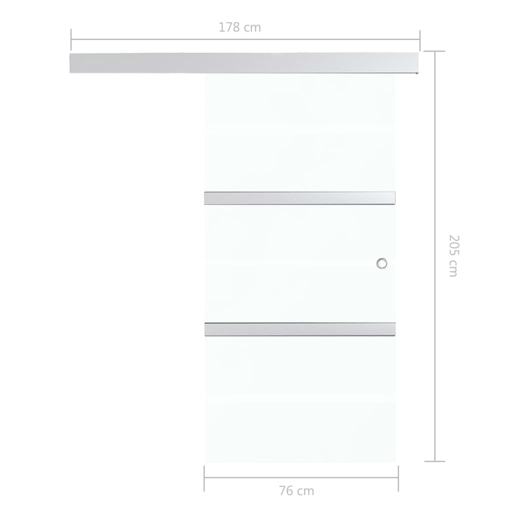 Skyvedør med myke dørstopper ESG-glass og aluminium 76x205 cm
