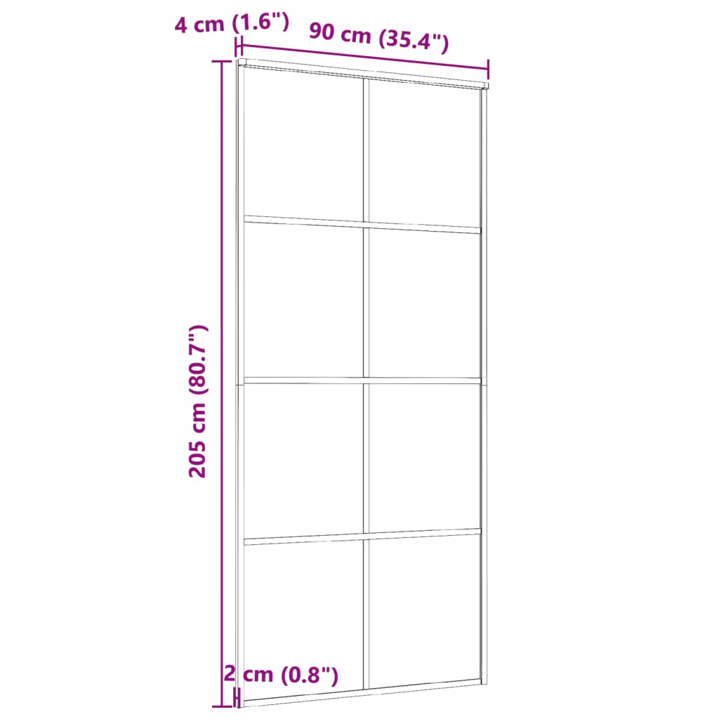 Skyvedør aluminium og ESG-glass 90x205 cm svart vidaXL