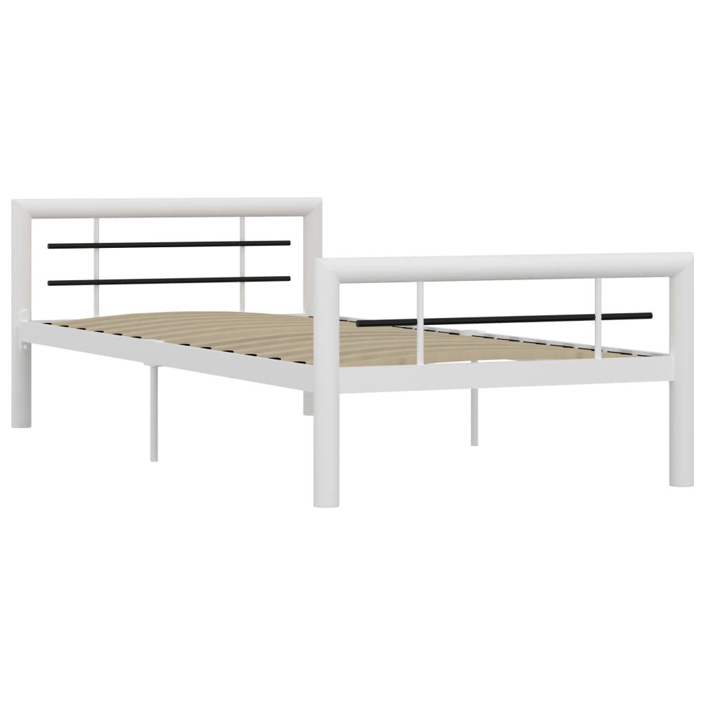 Sengeramme hvit og svart metall 100x200 cm