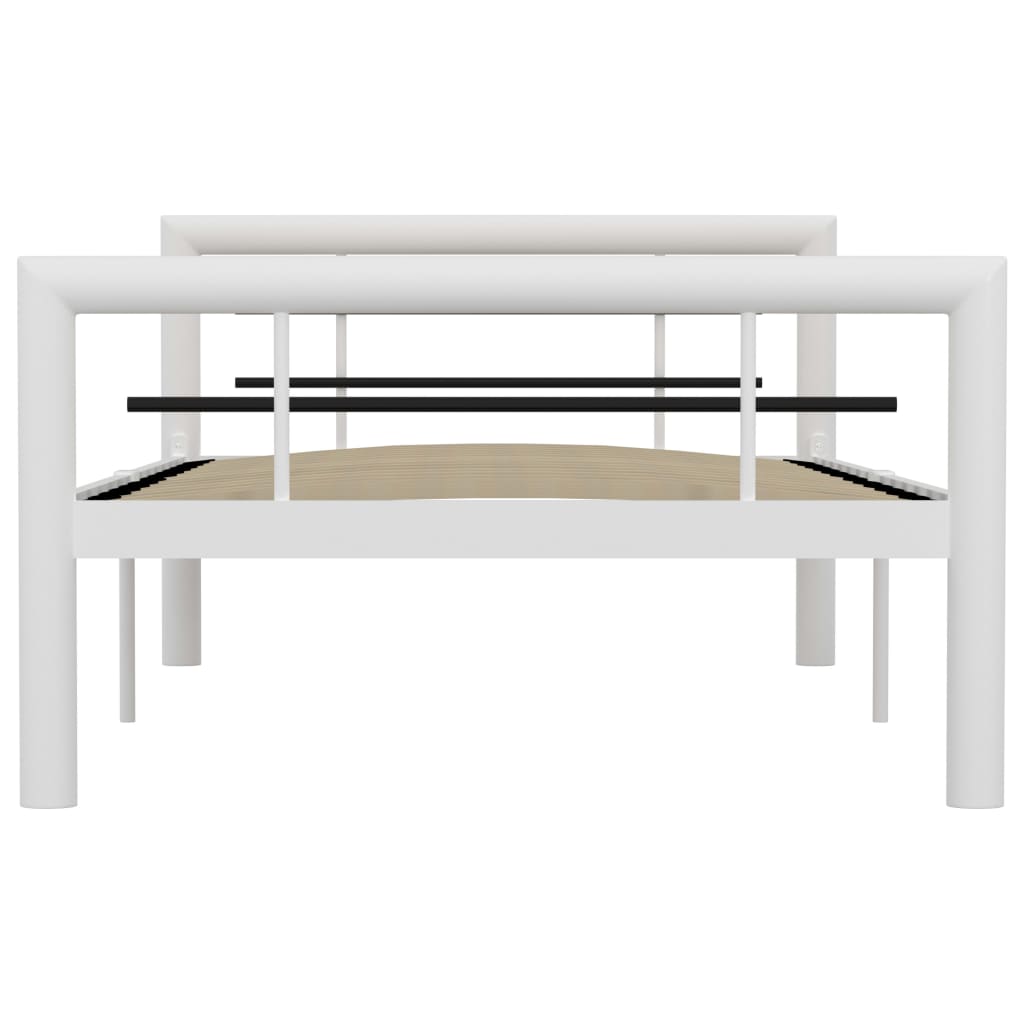 Sengeramme hvit og svart metall 100x200 cm