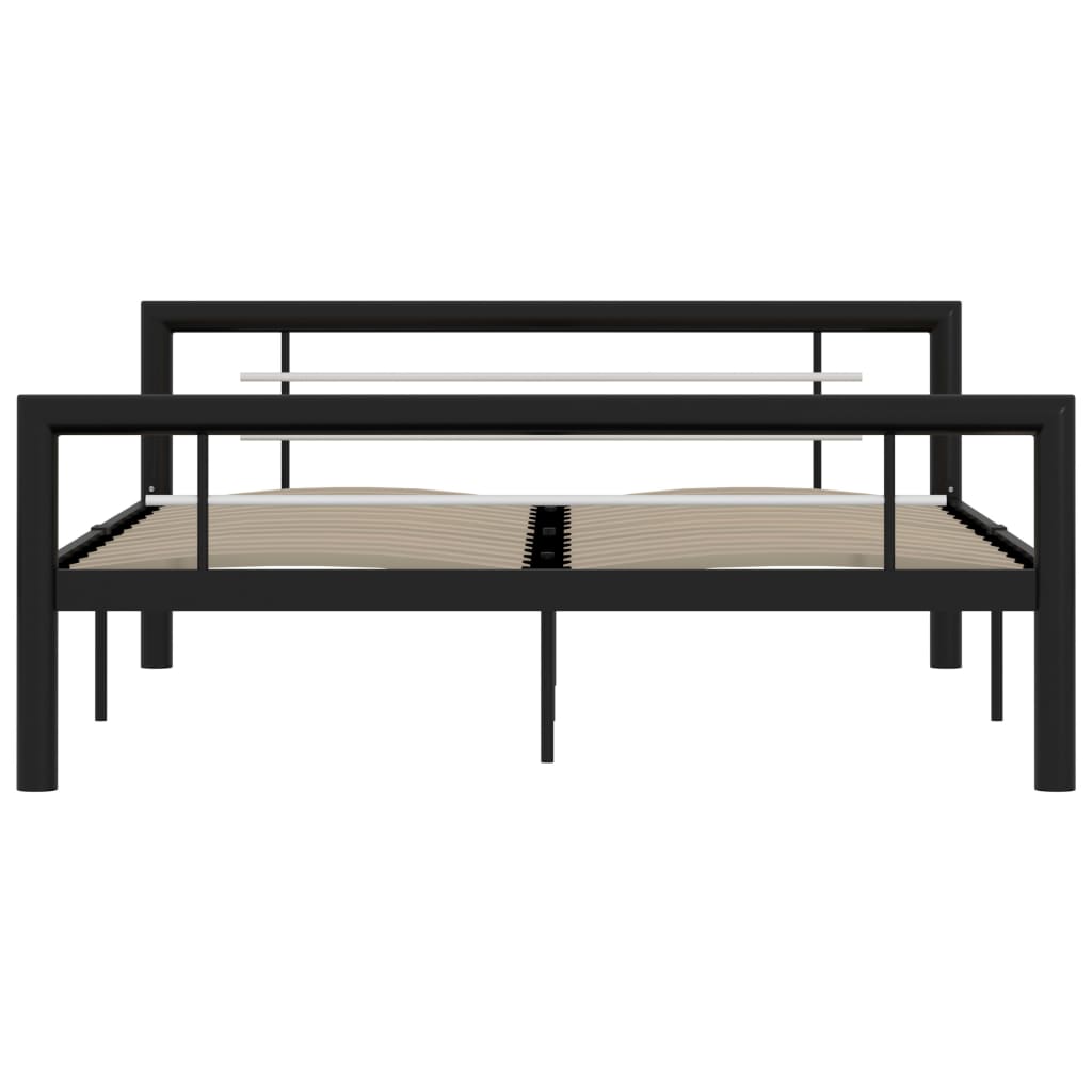 Sengeramme svart og hvit metall 160x200 cm