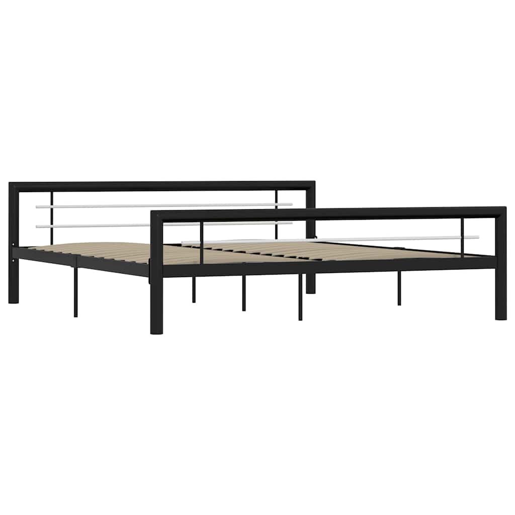 Sengeramme svart og hvit metall 180x200 cm