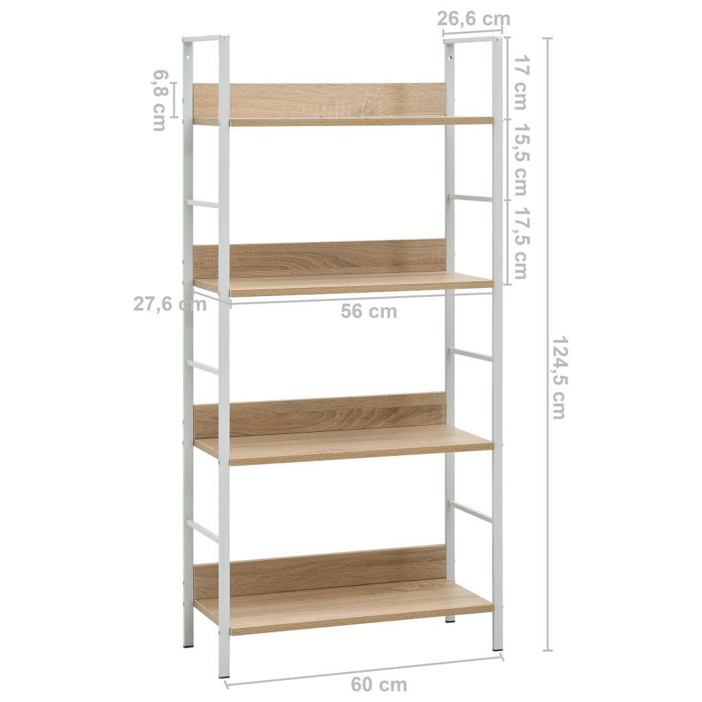 Bokhylle 4 lag eik 60x27,6x124,5 cm konstruert tre