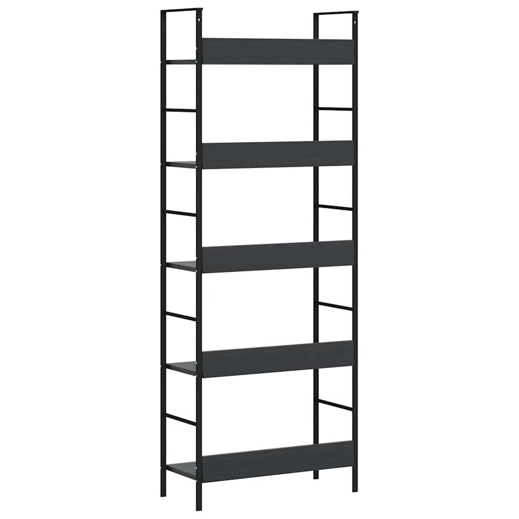 Bokhylle 5 lag svart 60x27,6x158,5 cm konstruert tre