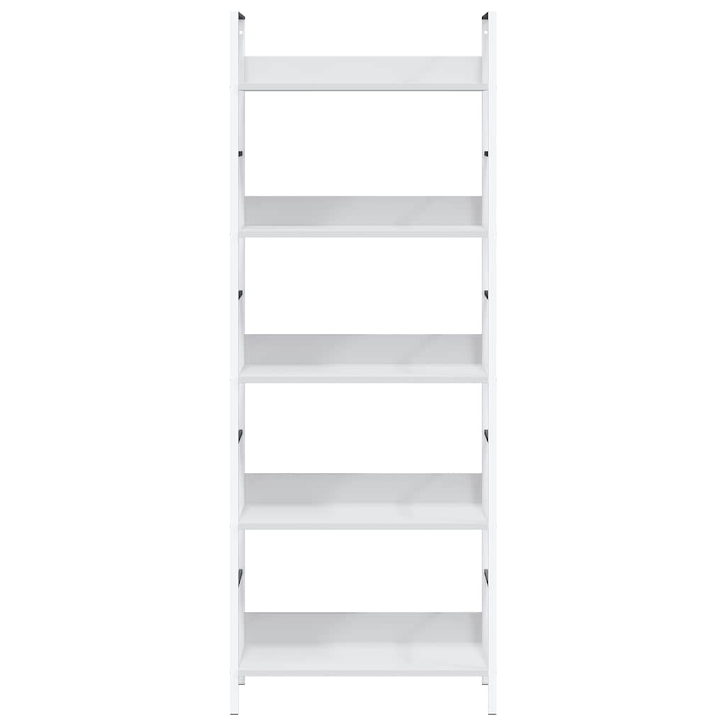Bokhylle 5 lag hvit 60x27,6x158,5 cm konstruert tre