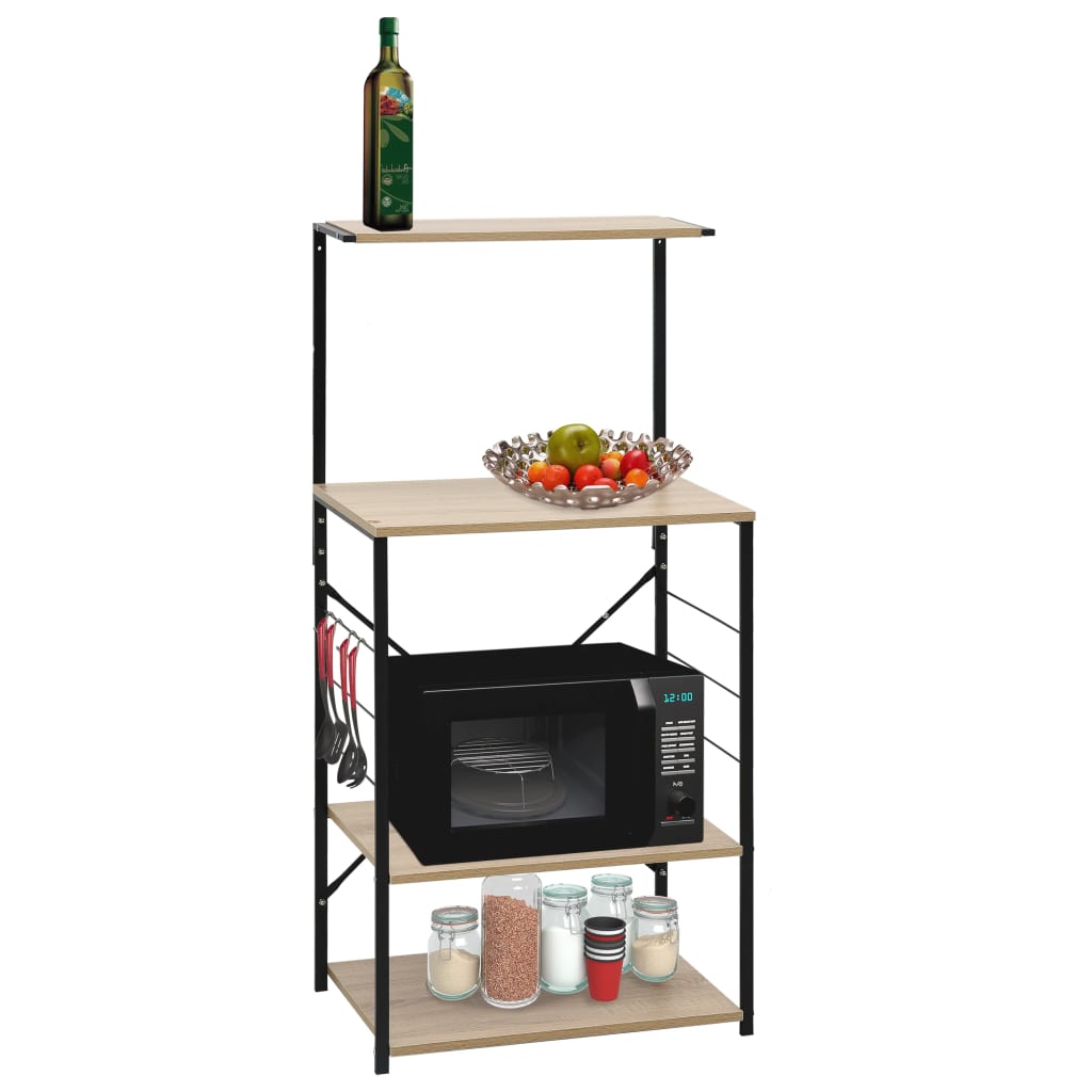 Hylle til mikrobølgeovn svart eik 60x39,6x123 cm konstruert tre