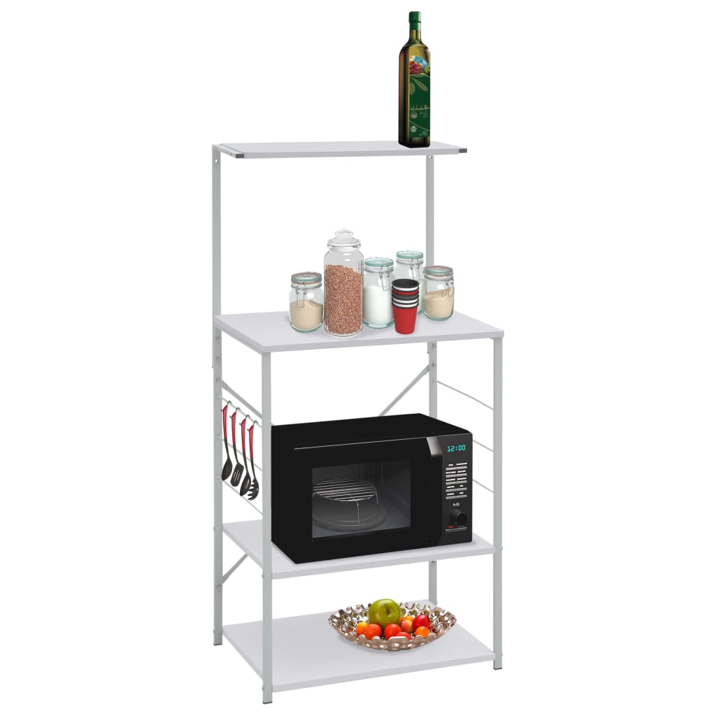 Hylle til mikrobølgeovn hvit 60x39,6x123 cm konstruert tre
