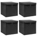 Oppbevaringsbokser med lokk 4 stk svart 32x32x32 cm stoff