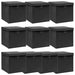 Oppbevaringsbokser med lokk 10 stk svart 32x32x32 cm stoff